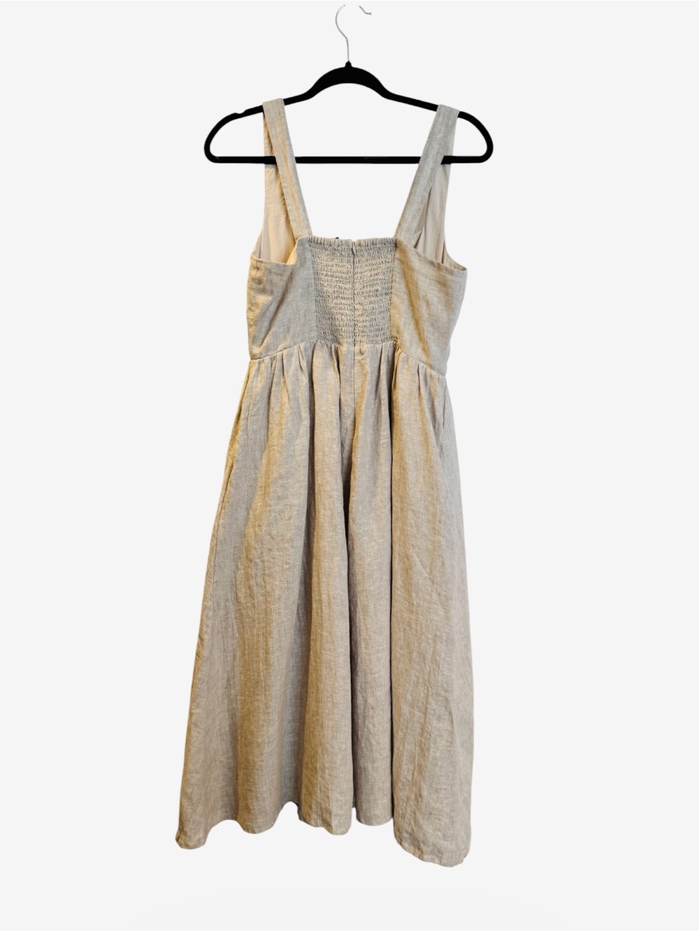 Quince 100% European Linen Fit & Flare Midi Dress Flax Beige Neutral Size Medium - Picture 9 of 16